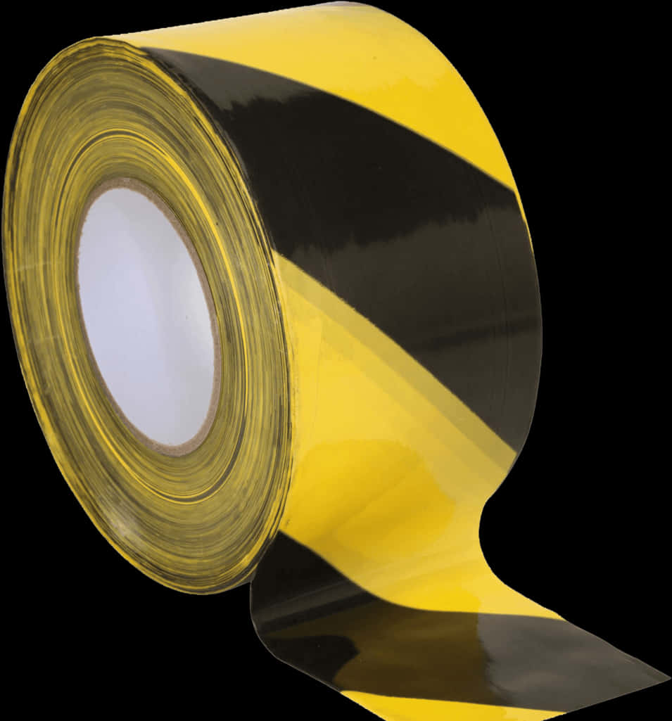 Yellow Black Striped Caution Tape Roll PNG