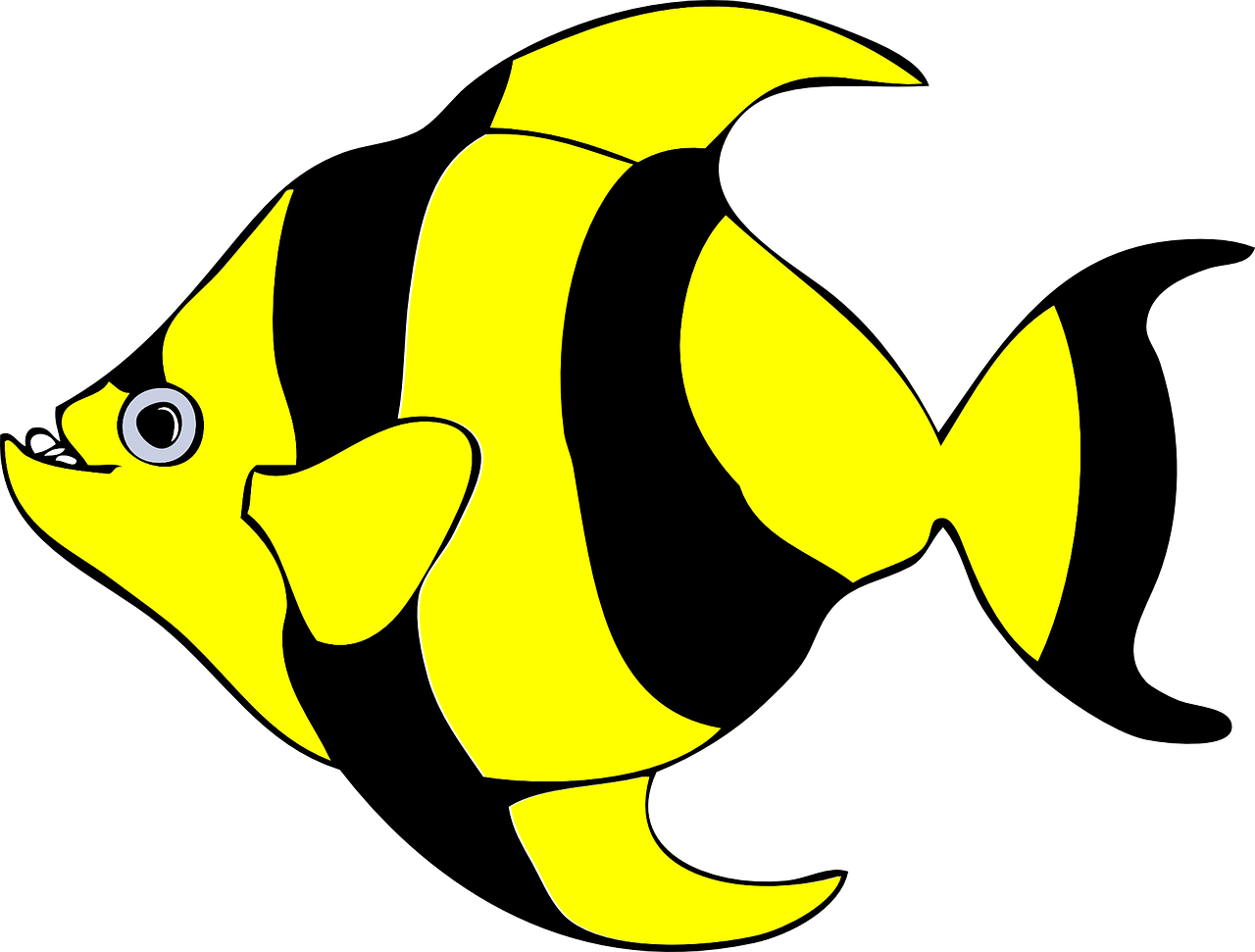 Yellow Black Tropical Fish Illustration.png PNG
