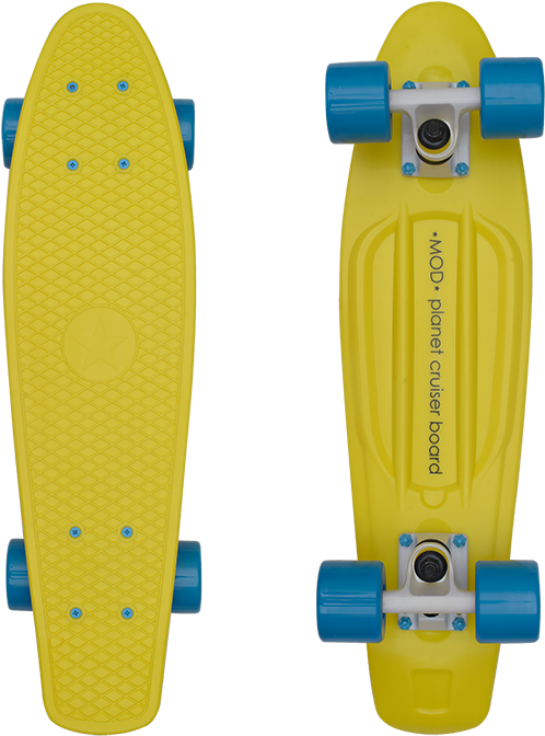 Yellow Blue Penny Skateboard PNG