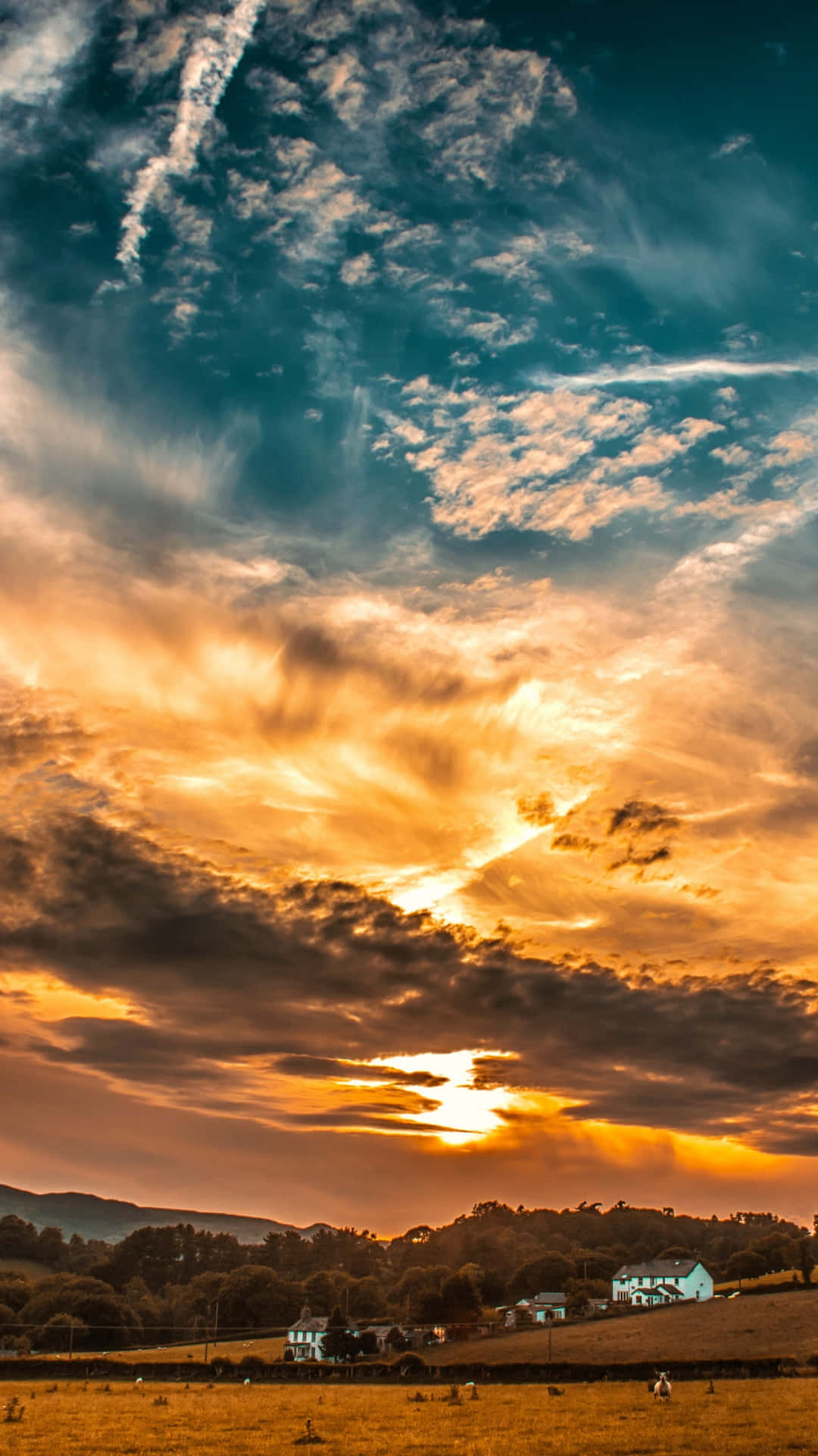 Gelbblauer Sonnenuntergang Wolke Wallpaper