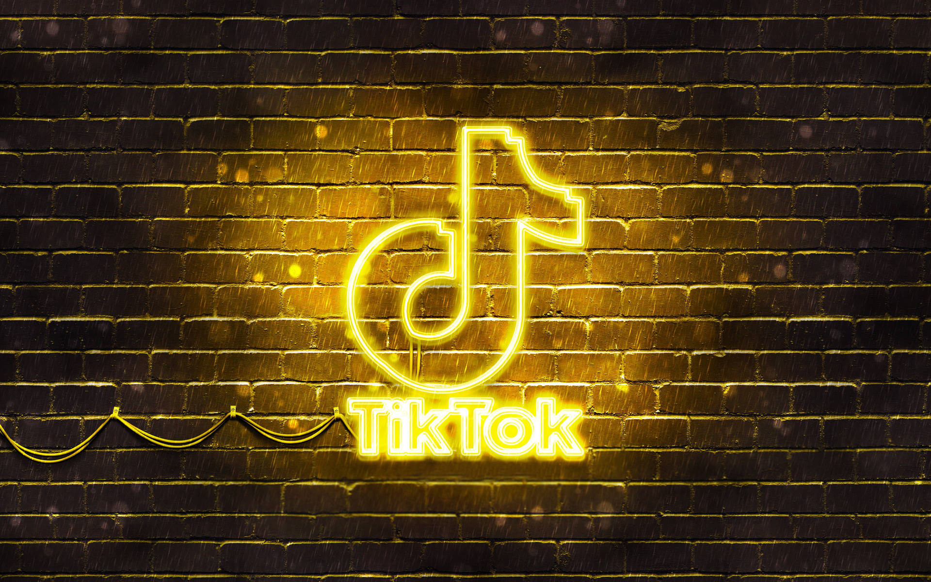 Yellow Bricked Wall TikTok Logo Wallpaper