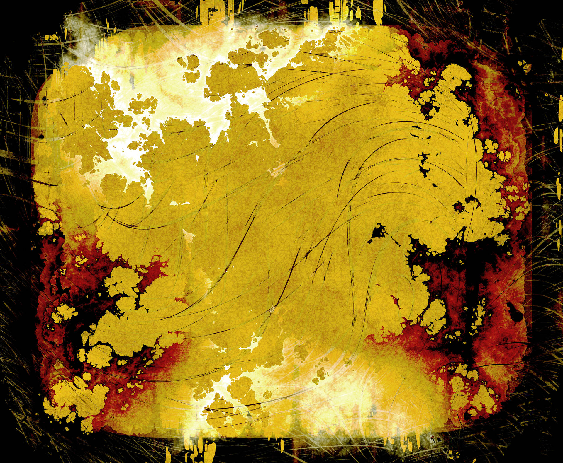 Yellow Burnt Edges Grunge Texture Wallpaper