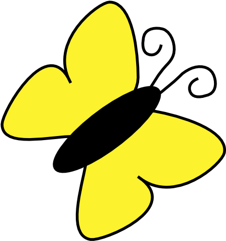 Yellow Butterfly Cartoon PNG