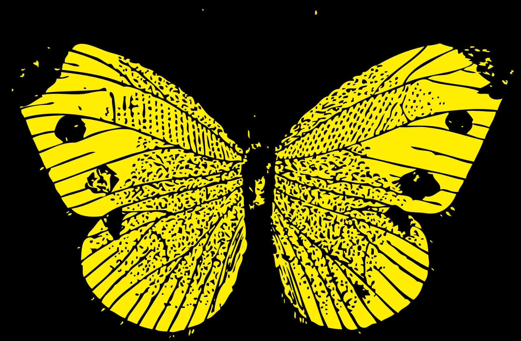 Yellow Butterfly Silhouette Graphic PNG