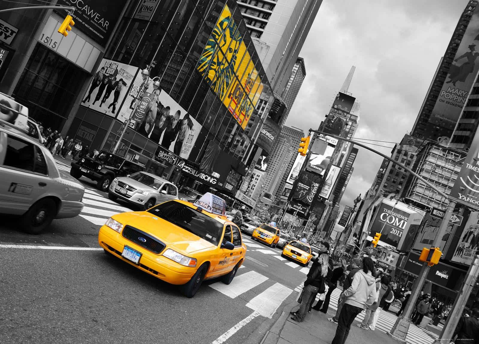 Cruise the city in style with Yellow Cab Wallpaper