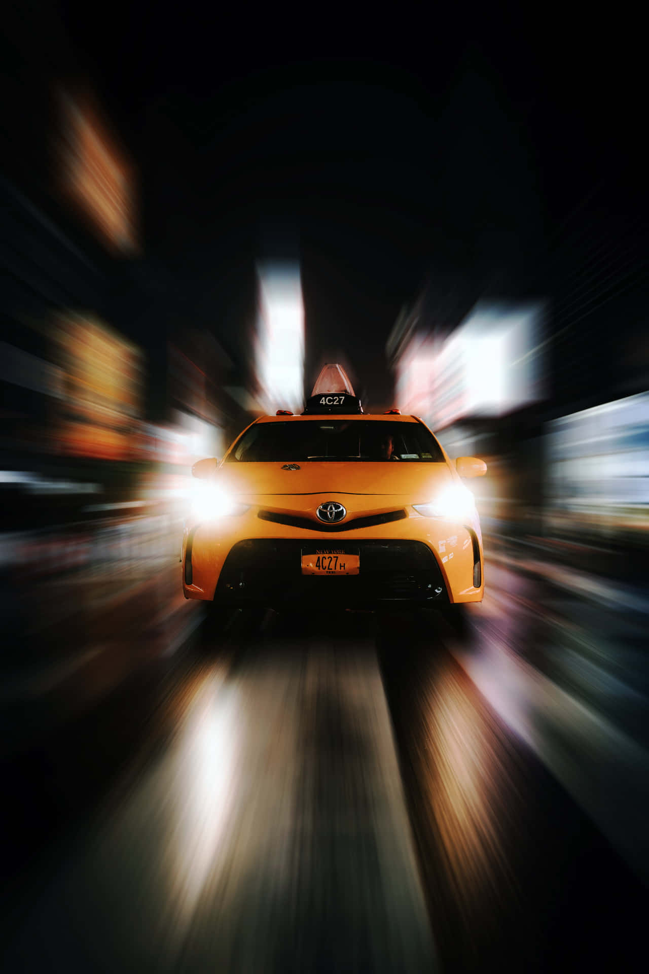 Yellow Cab in the City Streets Wallpaper
