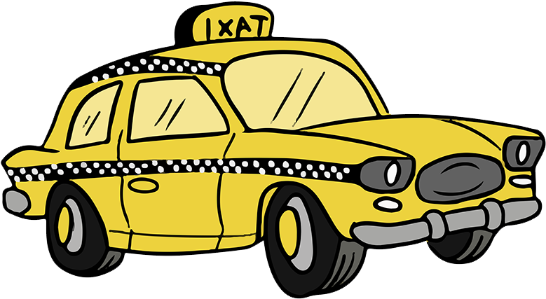 Yellow Cab Cartoon Illustration PNG