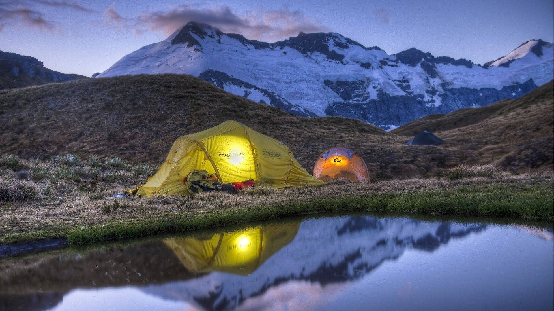 Yellow Camping Tent Wallpaper