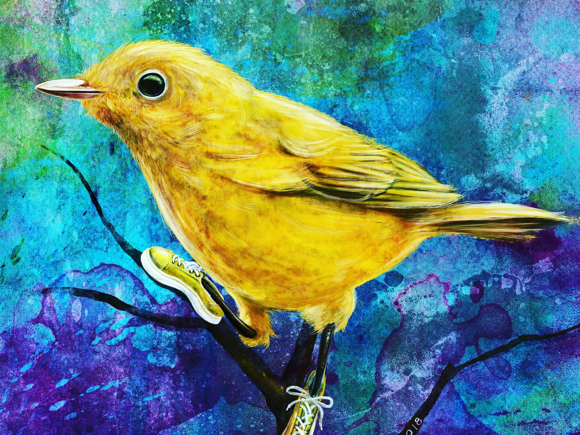 Captivating Yellow Canary Perched Pleasantly Wallpaper