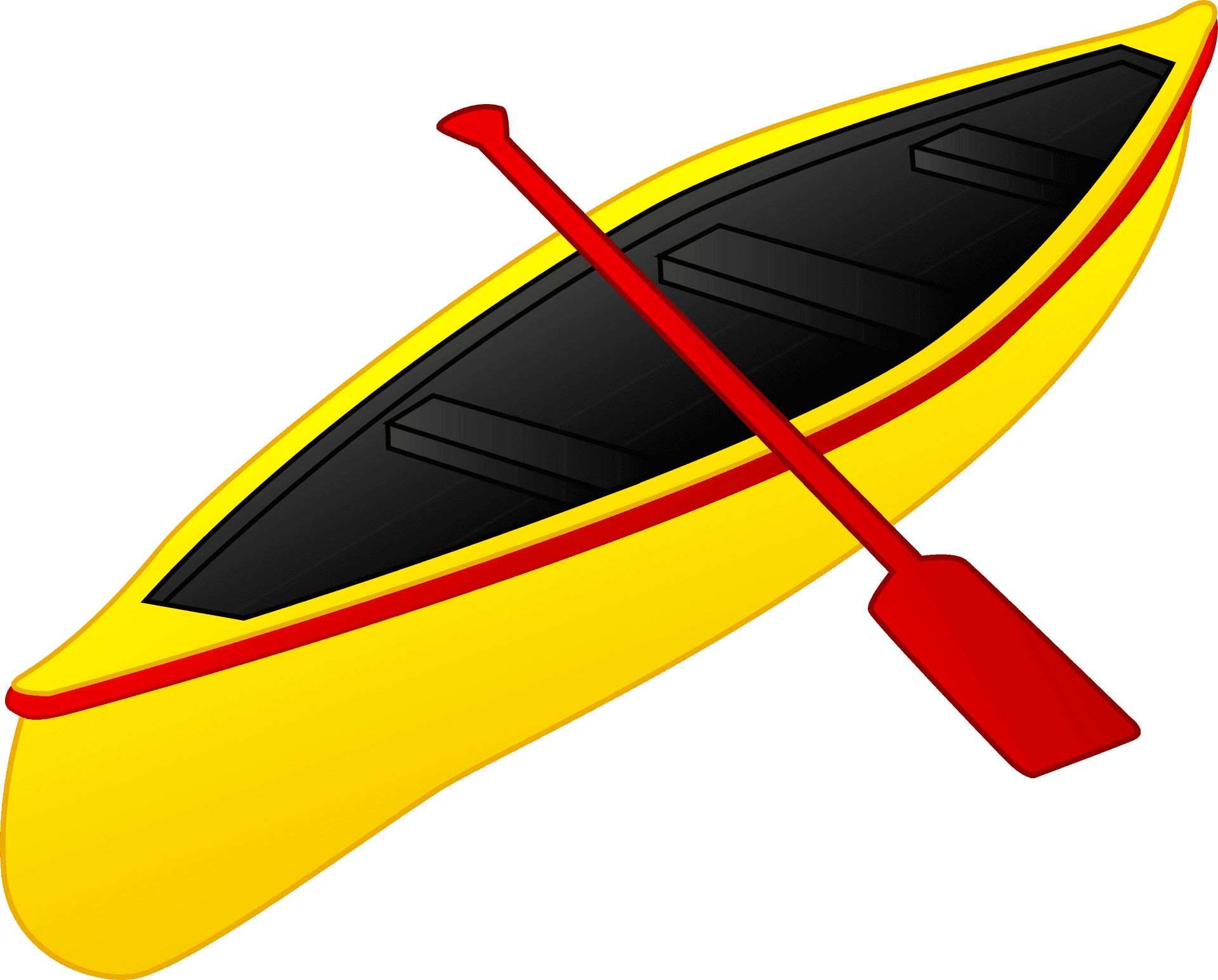 Yellow Canoewith Paddle Illustration PNG