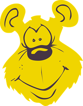 Yellow Cartoon Bear Face PNG