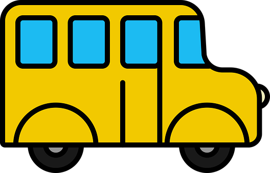 Yellow Cartoon Bus Graphic PNG