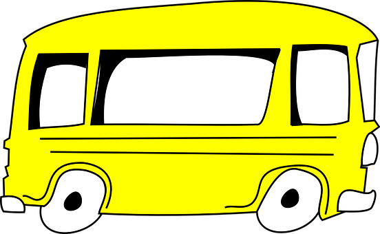 Yellow Cartoon Bus Graphic PNG