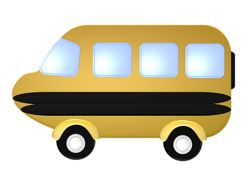 Yellow Cartoon Bus Graphic PNG