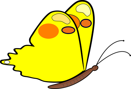 Yellow_ Cartoon_ Butterfly_ Vector PNG