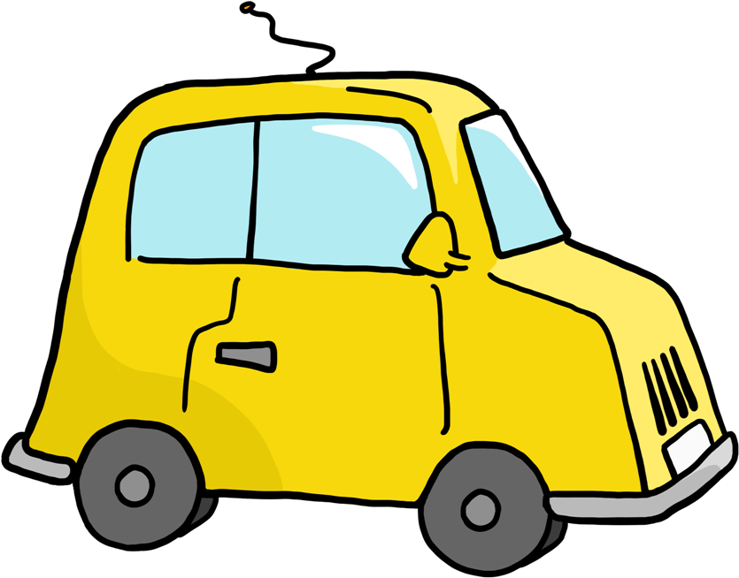 Yellow Cartoon Car Illustration PNG