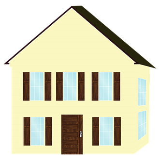 Yellow Cartoon House Front View PNG