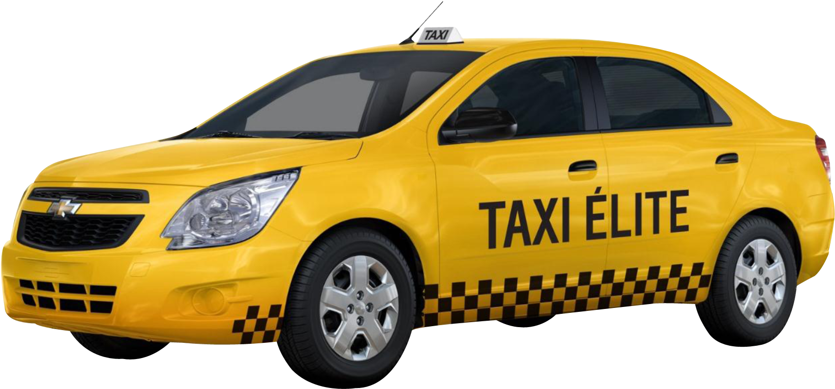 Yellow Chevrolet Taxi Elite Side View PNG
