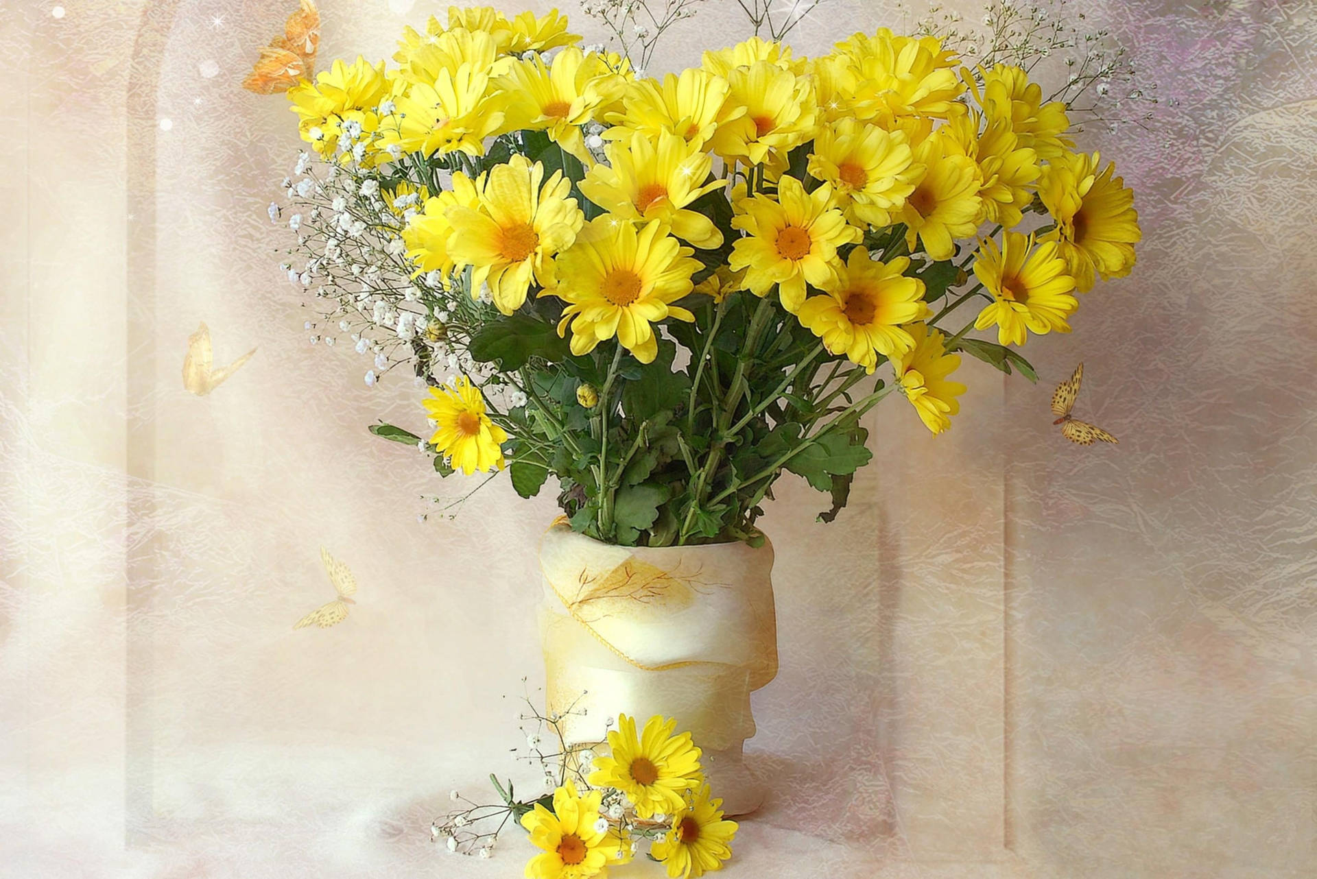 Yellow Chrysanthemum Bouquet Wallpaper