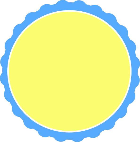 Yellow Circle Blue Scalloped Frame PNG