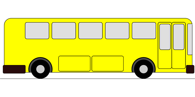 Yellow City Bus Side View PNG