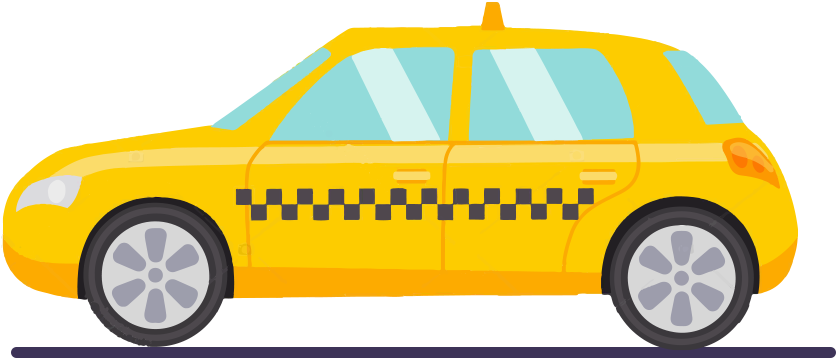 Yellow City Taxi Cartoon PNG