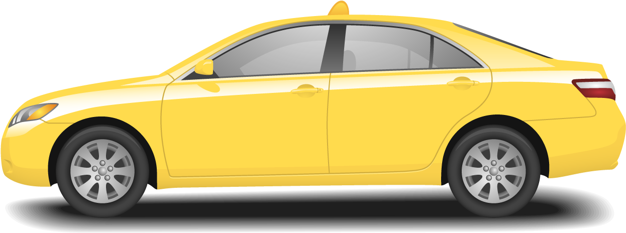 Yellow City Taxi Side View PNG