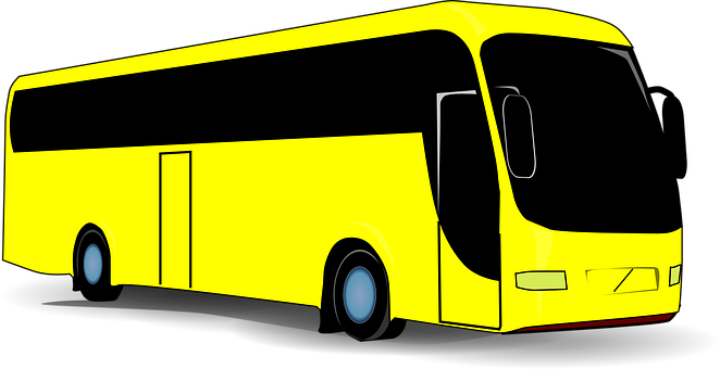 Yellow Coach Bus Illustration PNG