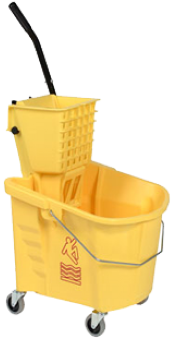 Yellow Commercial Mop Bucket With Wringer PNG