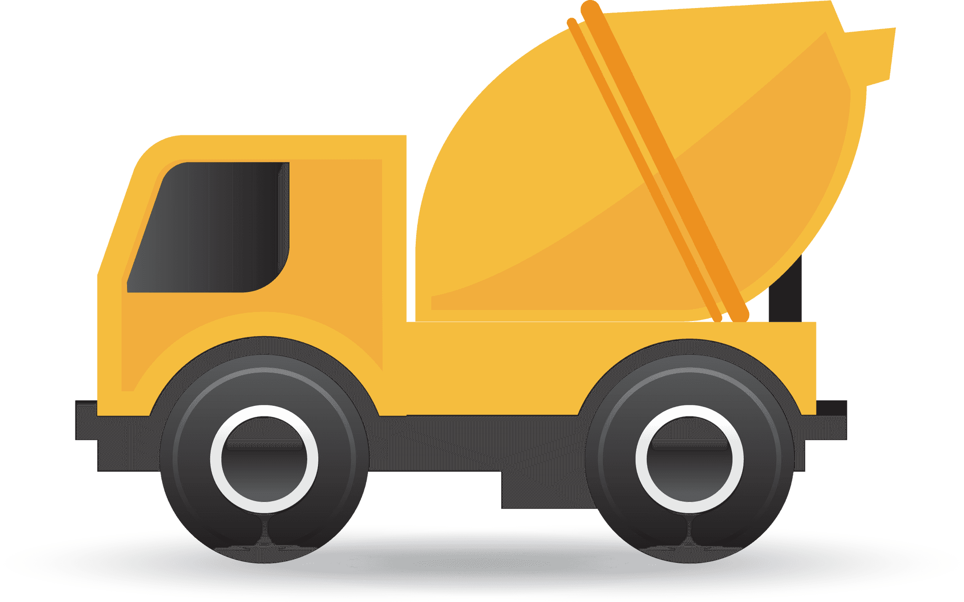 Yellow Concrete Mixer Truck Illustration PNG