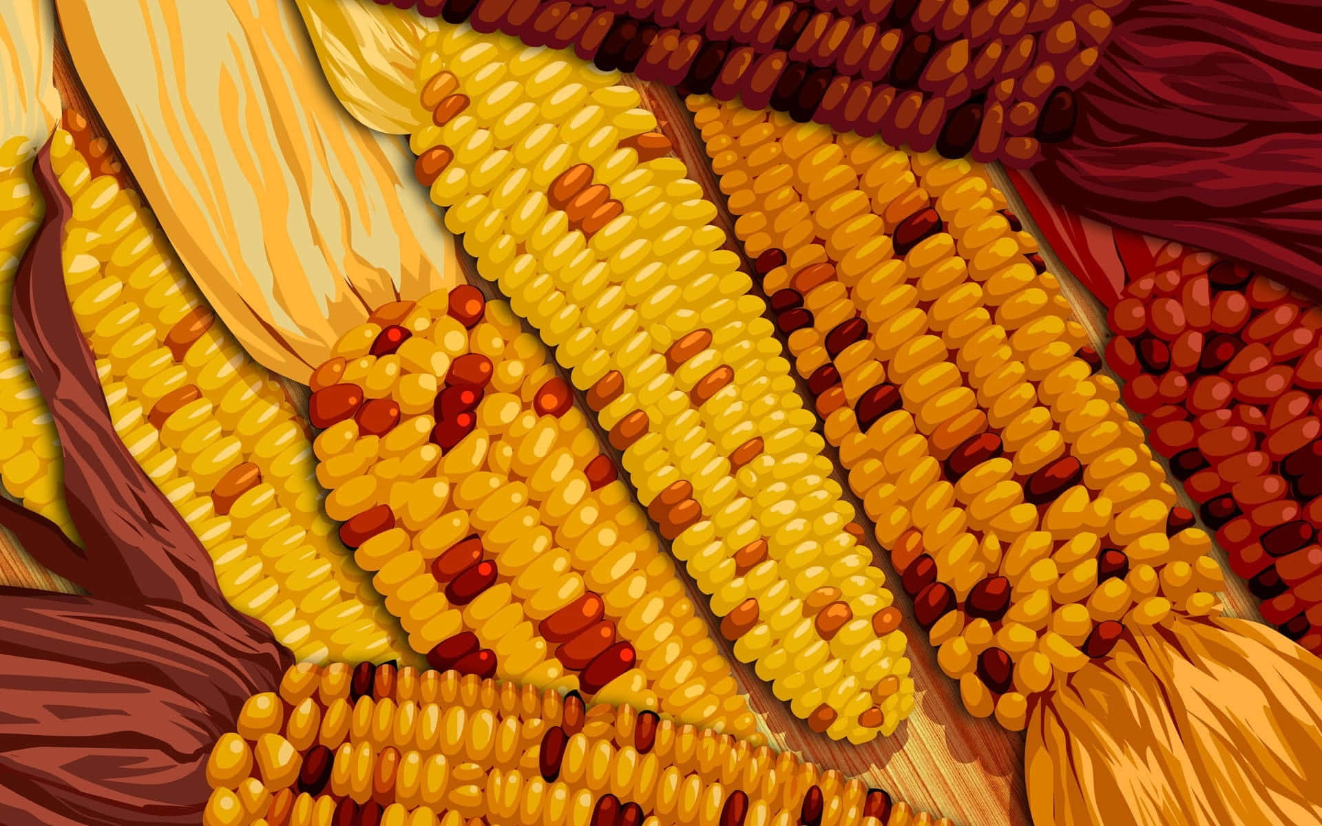 Vibrant Yellow Corn on a Rustic Wooden Table Wallpaper