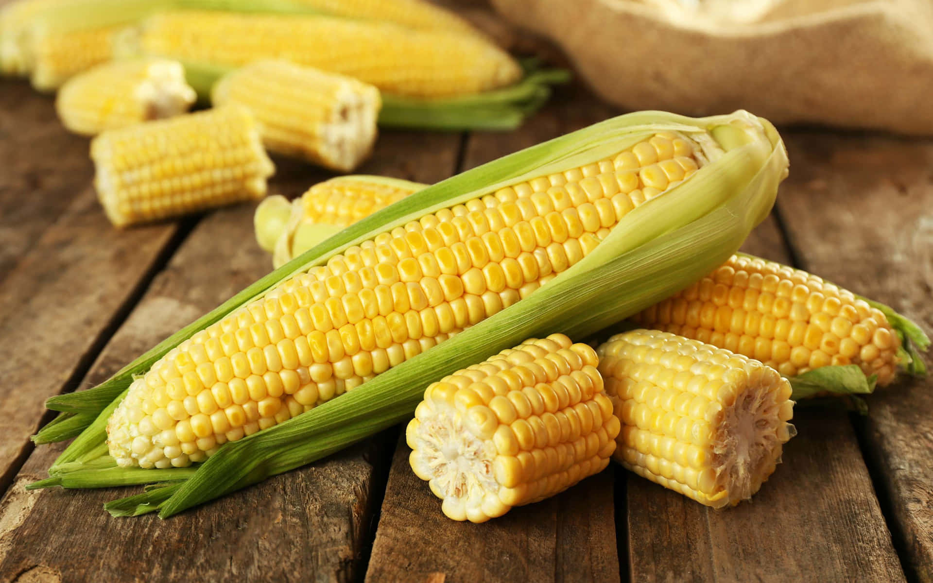 Fresh and vibrant yellow corn up close Wallpaper