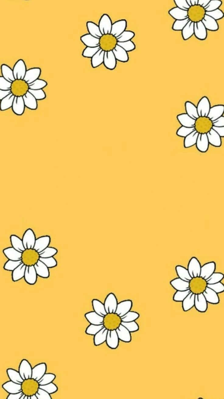Yellow Daisy Pattern Summer Aesthetic Wallpaper