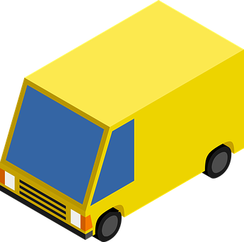 Yellow Delivery Truck Vector PNG