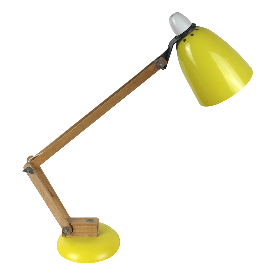 Yellow Desk Lamp Vintage Design PNG