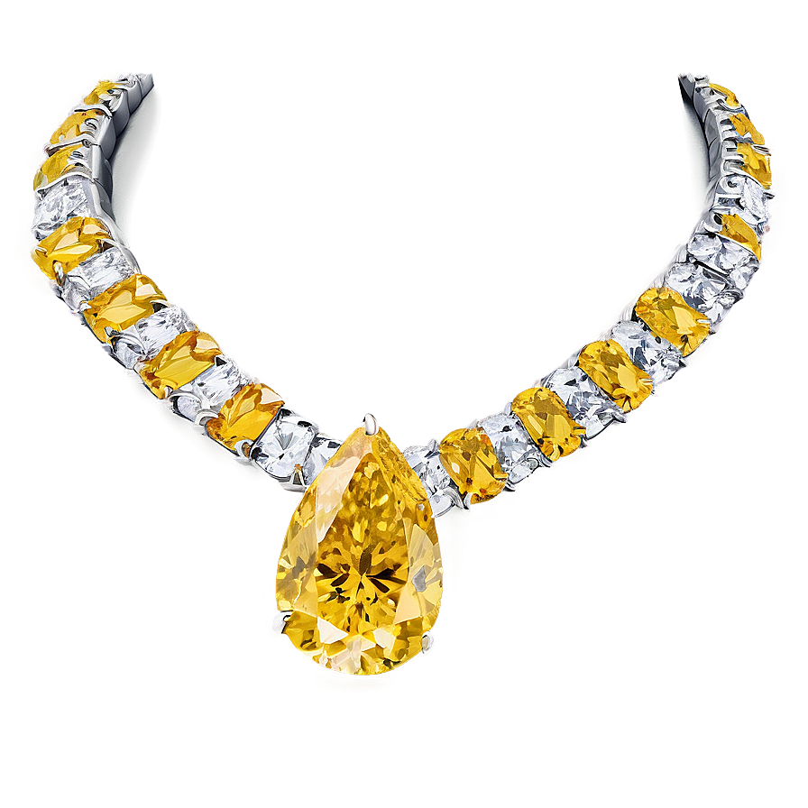 Yellow Diamond Necklace Png 06262024 PNG