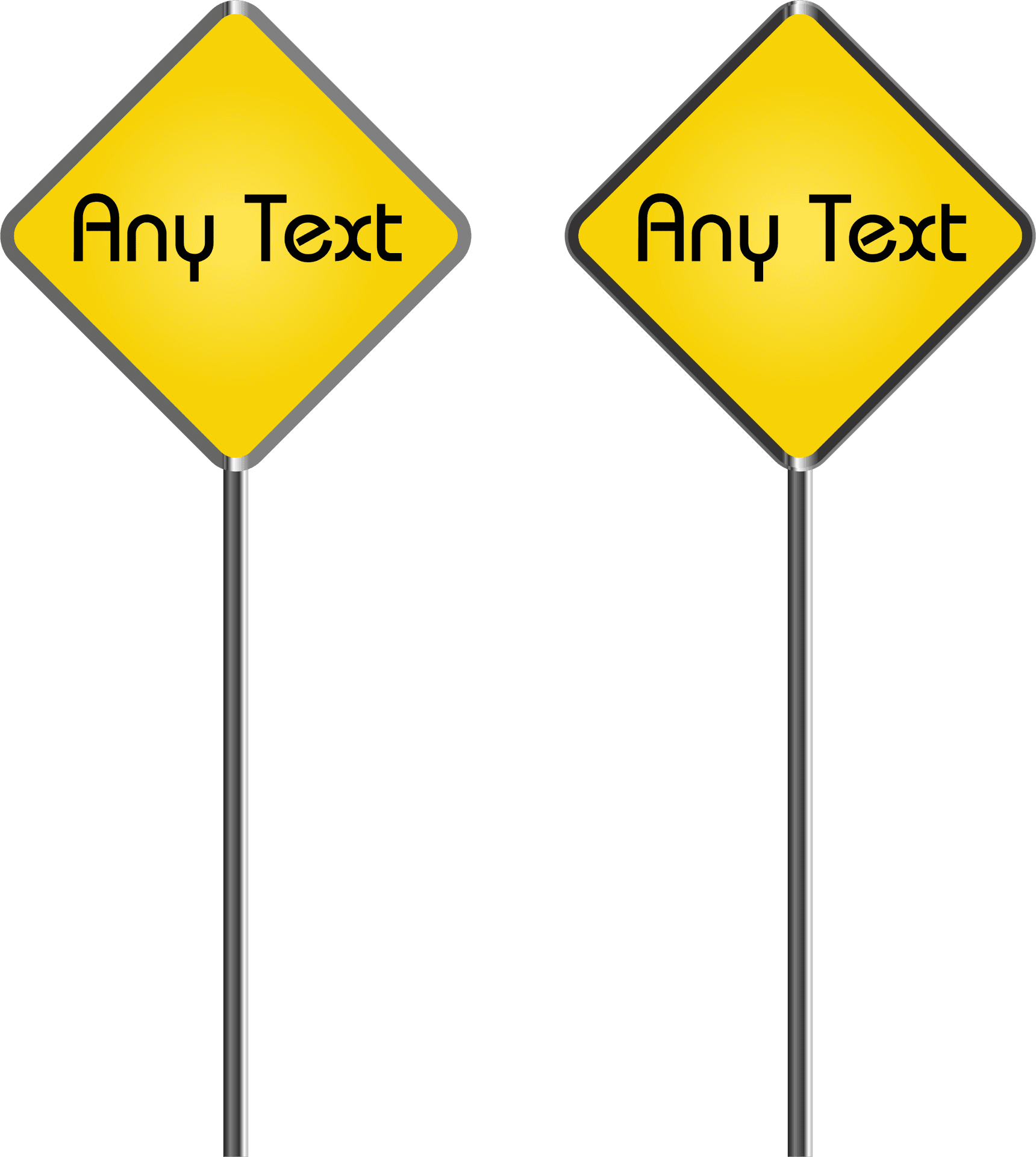 Yellow Diamond Road Signs Blank Text PNG