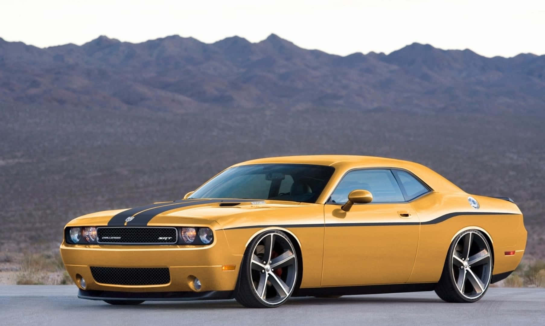 Yellow Dodge Challenger Side View Wallpaper