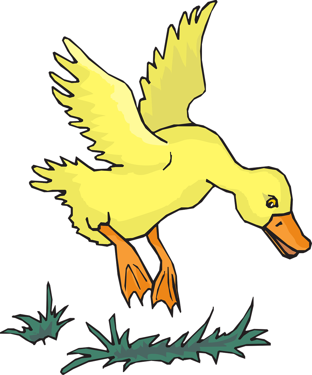 Yellow Duck In Flight Illustration PNG