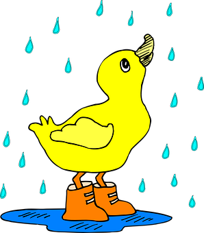 Yellow Duck Rainy Day PNG