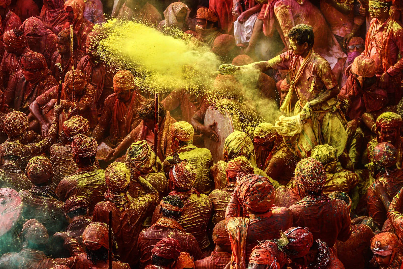 Yellow Dye During Indian Holi Wallpaper