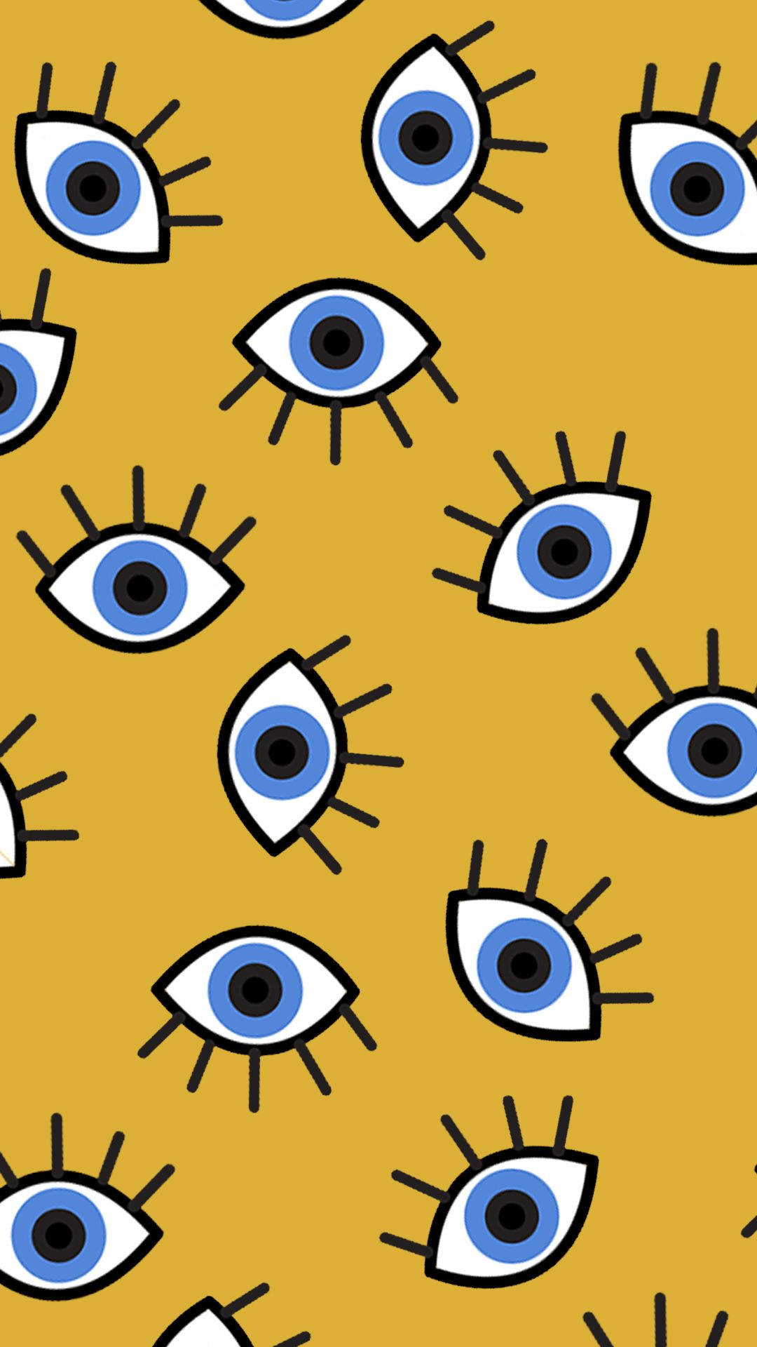 Yellow Evil Eye Pattern Wallpaper