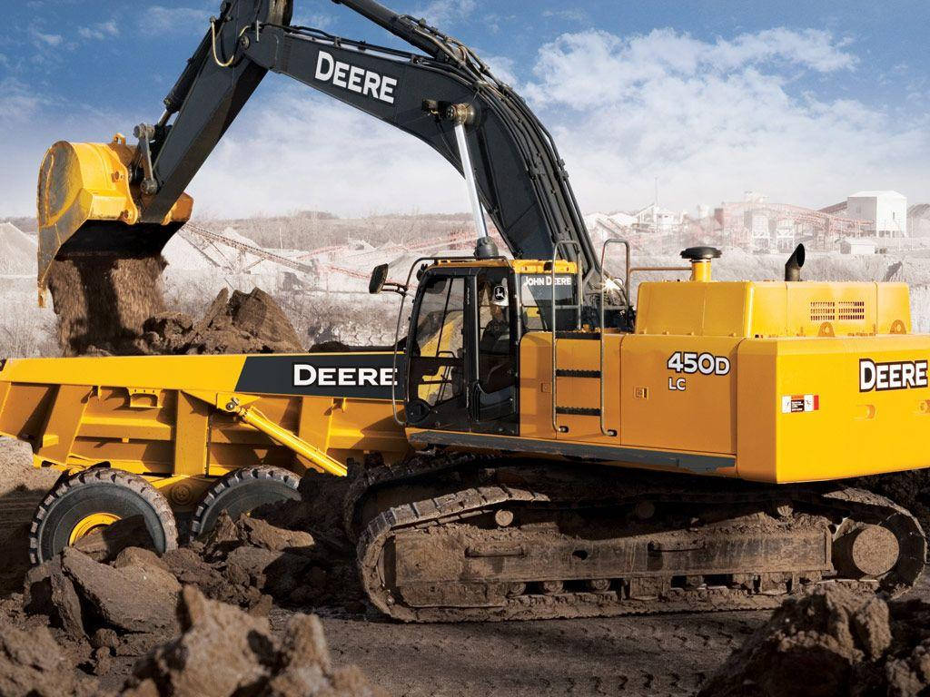 Yellow Excavator Truck For Heavy Construction Wallpaper