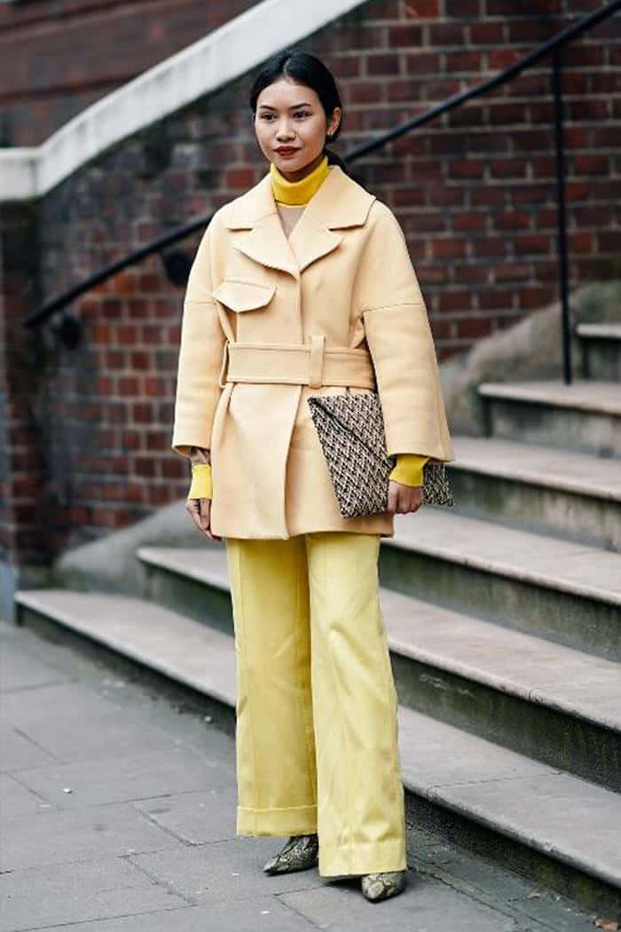 Yellow Fashion: Stylish Woman in Chic Outfit Wallpaper