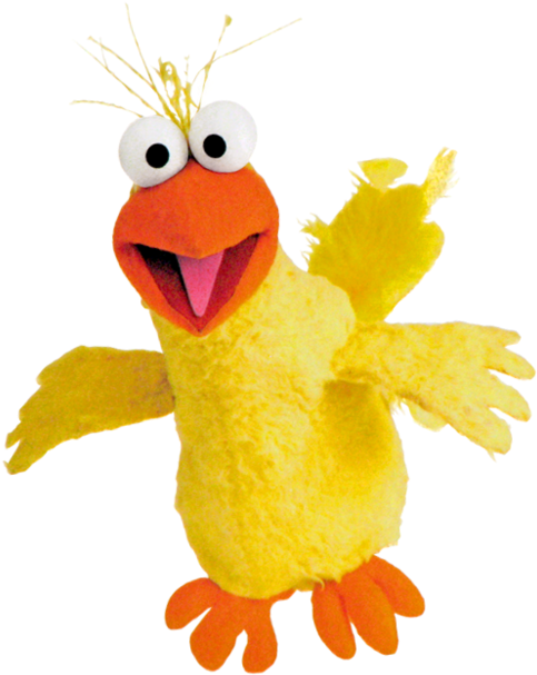 Yellow Feathered Puppet Character PNG