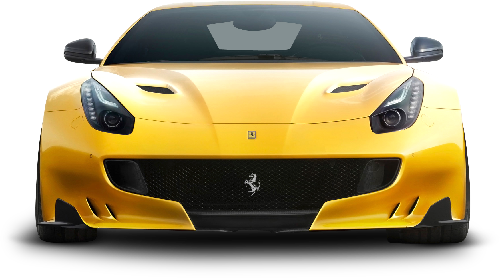 Yellow Ferrari Sports Car Front View PNG