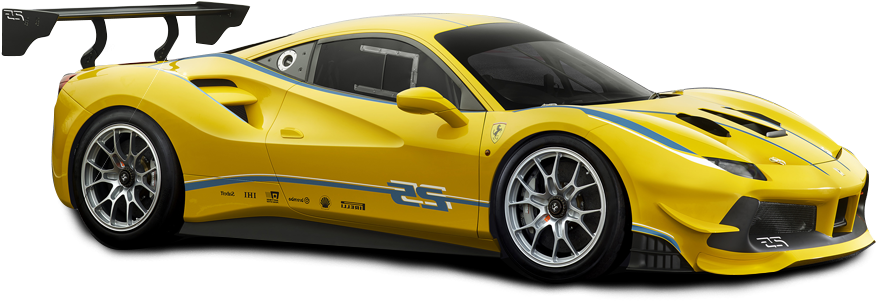 Yellow Ferrari488 Challenge Race Car PNG