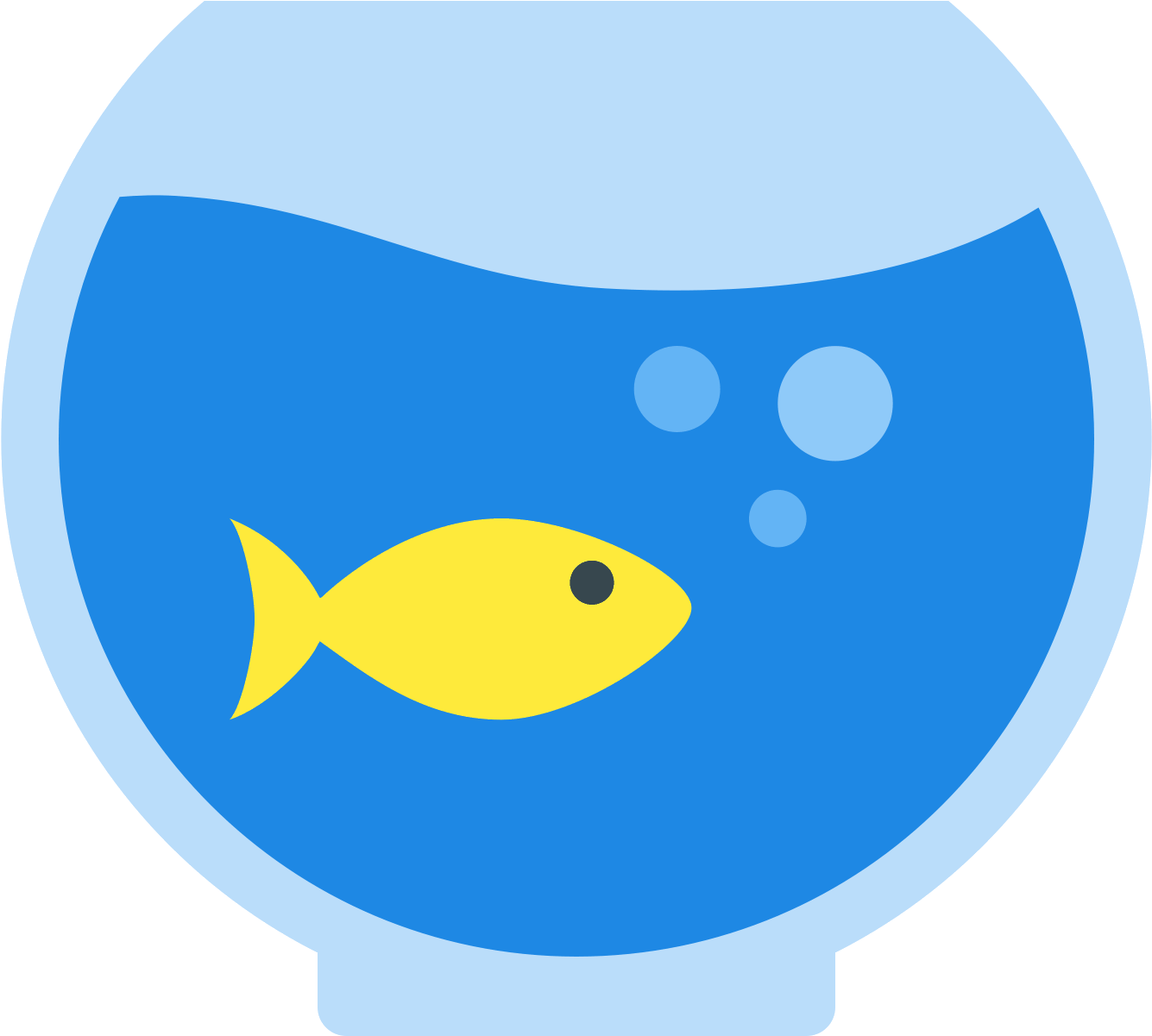 Yellow Fishin Blue Aquarium Bowl PNG