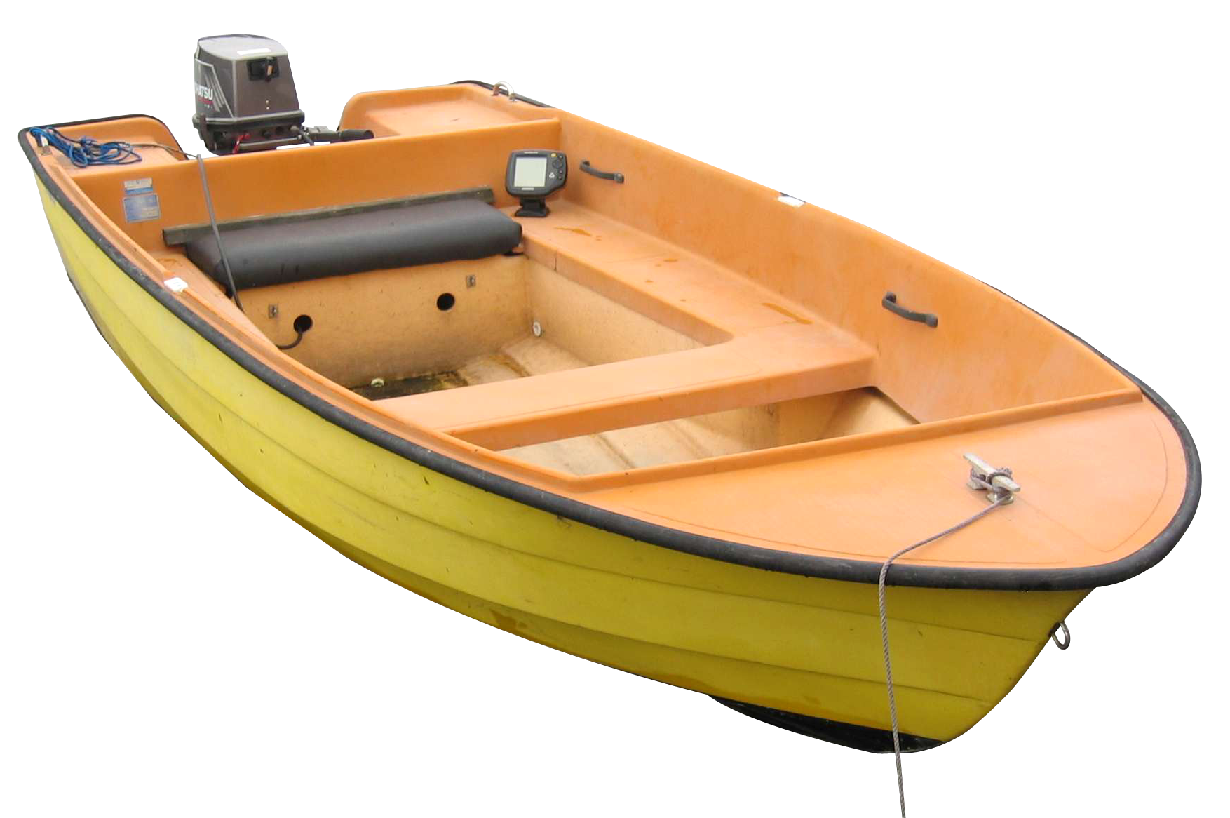 Yellow Fishing Boat With Outboard Motor PNG