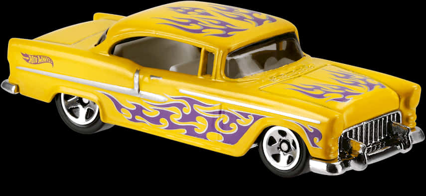 Yellow Flame Hot Wheels Classic Car PNG